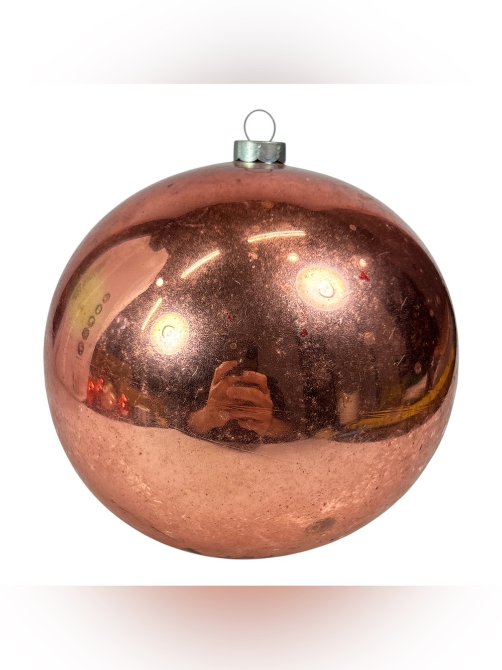 Vintage 5" Shiny Brite Pink Glass Store Display Christmas Ornament Ball US of A